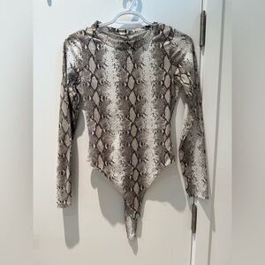 Dynamite Snake Print Bodysuit - Black and Cream